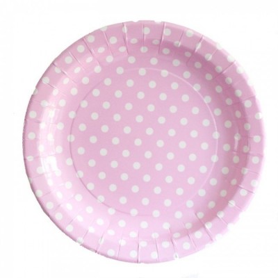 Paper Plates - pink and white polka dot